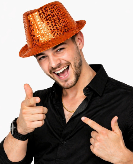 Turuncu Payetli Disco Parti Şapkası Yetişkin Işıltılı Fötr Model Turuncu Payetli Disco Parti Şapkası Yetişkin Işıltılı Fötr Model