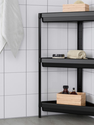Üçgen 3 Katlı  Raf Ünitesi -  Mutfak - Banyo  Depolama Rafı - Beyaz