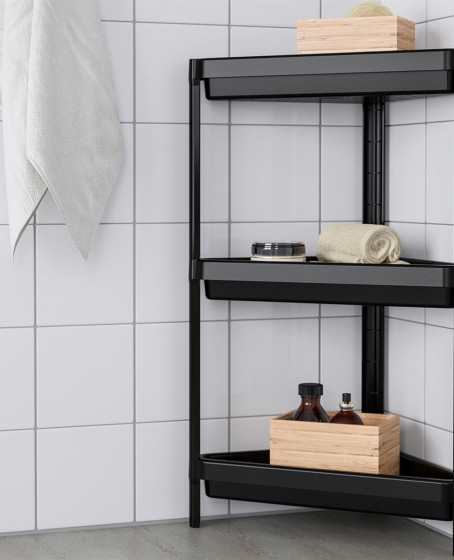 Üçgen 3 Katlı  Raf Ünitesi -  Mutfak - Banyo  Depolama Rafı - Beyaz