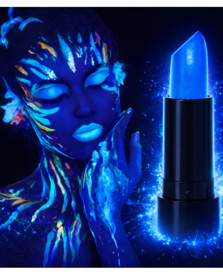 UV Neon Mavi Ruj – Karanlıkta Parlayan Makyaj Boyası