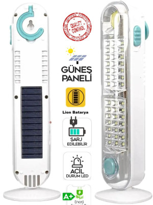 V-005 42 Ledli+Fener Solar Güneş Panelli Ultra Güçlü Ledli Şarjlı Işıldak