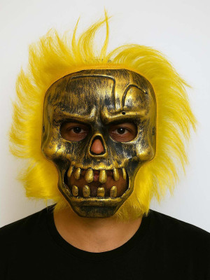 Wild Skull - Bakır Kafatası Sarı Saçlı İskelet Maske Wild Skull - Bakır Kafatası Sarı Saçlı İskelet Maske