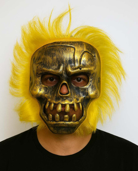 Wild Skull - Bakır Kafatası Sarı Saçlı İskelet Maske