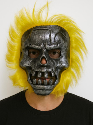 Wild Skull - Metal Kafatası Sarı Saçlı İskelet Maske Wild Skull - Metal Kafatası Sarı Saçlı İskelet Maske