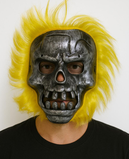 Wild Skull - Metal Kafatası Sarı Saçlı İskelet Maske