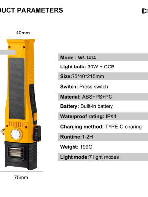 Wison WS-1414 Cam Kıracaklı Dijital Göstergeli Mıknatıslı Şarjlı Acil Durum Tamirci Feneri Wison WS-1414 Cam Kıracaklı Dijital Göstergeli Mıknatıslı Şarjlı Acil Durum Tamirci Feneri