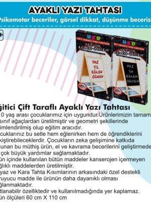 Yazı Tahtası Çift Taraflı Ayaklı Mıknatıslı Yazı Tahtası Seti 110 x 60