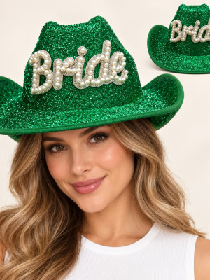 Yeşil Bride Gelin Şapkası – Parıltılı Bekarlığa Veda Şapkası