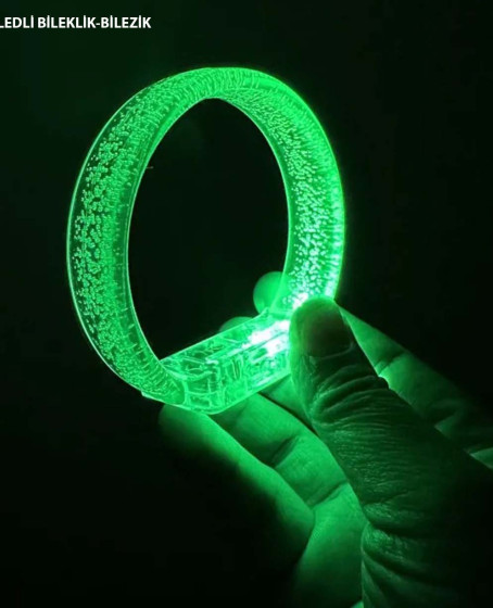 Yeşil Led Işıklı Baskı Yapılabilen Pilli Bileklik Bilezik 1,5 cm Genişlik Yeşil Led Işıklı Baskı Yapılabilen Pilli Bileklik Bilezik 1,5 cm Genişlik