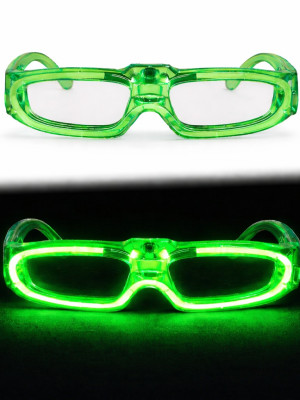 Yeşil LED Işıklı Parti Gözlüğü 3 Modlu – Glow & Gece Eğlence Gözlüğü