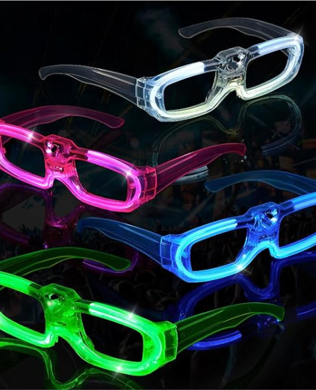 Yeşil LED Işıklı Parti Gözlüğü 3 Modlu – Glow & Gece Eğlence Gözlüğü
