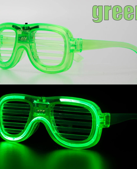 Yeşil LED Işıklı Parti Gözlüğü – Neon Glow Şerit Gözlük 3 Modlu