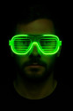 Yeşil LED Işıklı Parti Gözlüğü – Neon Glow Şerit Gözlük 3 Modlu