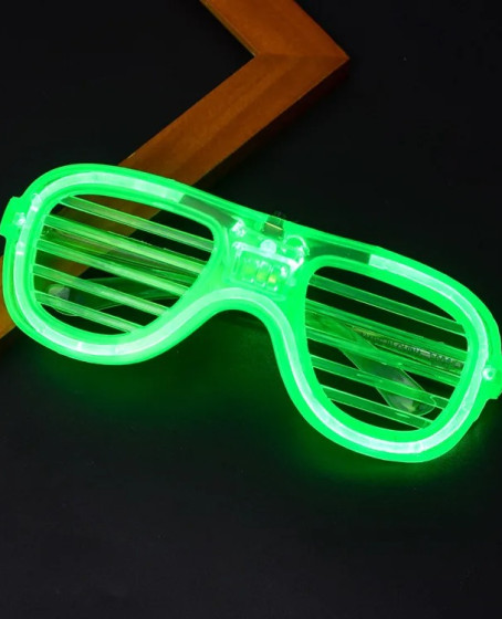 Yeşil LED Işıklı Parti Gözlüğü – Neon Glow Şerit Gözlük 3 Modlu
