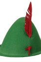 Yeşil Renk Kırmızı Tüylü Peter Pan Şapkası Robin Hood Şapkası 24X23 cm