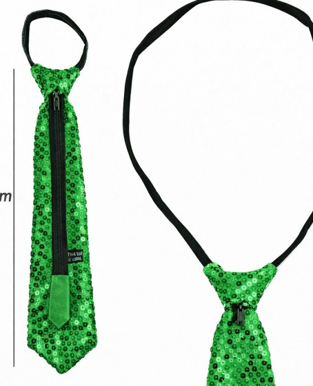Yeşil Renk Pul Payetli Işıltılı Parti Kravatı 33 cm