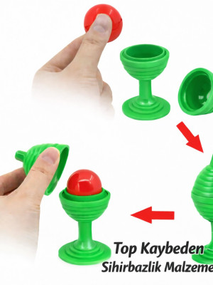 Yeşil Renk Sihirli Kupa Top Kaybetme Oyunu 7 cm