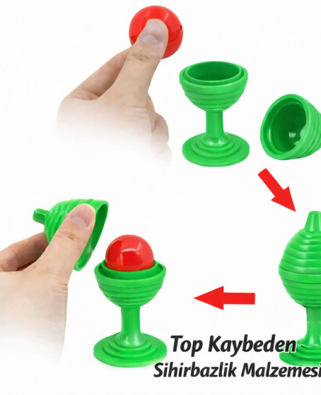 Yeşil Renk Sihirli Kupa Top Kaybetme Oyunu 7 cm