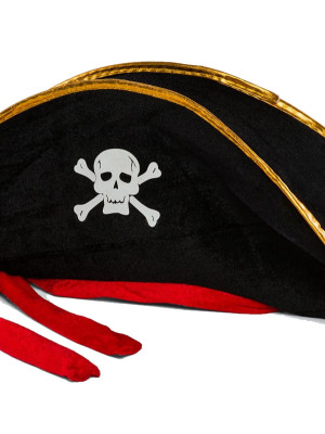 Yetişkin Boy Kadife Jack Sparrow Denizci Kaptan Jack Korsan Şapkası 50X20 CM