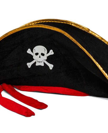 Yetişkin Boy Kadife Jack Sparrow Denizci Kaptan Jack Korsan Şapkası 50X20 CM