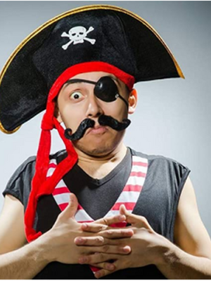Yetişkin Boy Kadife Kaptan Jack Sparrow Korsan Şapkası ve Plastik Korsan Göz Maskesi Yetişkin Boy Kadife Kaptan Jack Sparrow Korsan Şapkası ve Plastik Korsan Göz Maskesi