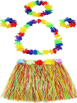 Yetişkin ve Çocuk Uyumlu Luau Aloha Hawaii Kolye Renkli Etek Taç ve Bileklik Seti Yetişkin ve Çocuk Uyumlu Luau Aloha Hawaii Kolye Renkli Etek Taç ve Bileklik Seti