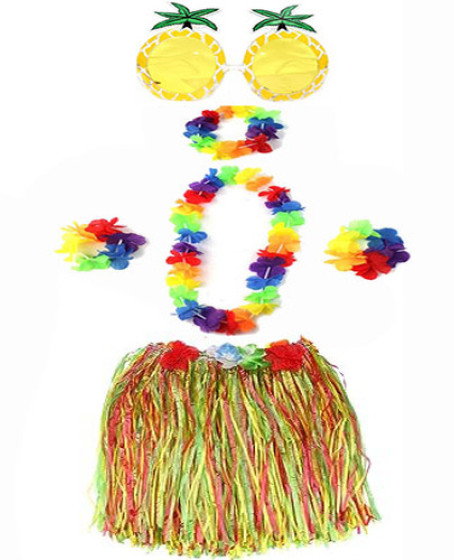 Yetişkin ve Çocuk Uyumlu Luau Aloha Hawaii Rengarenk 40 cm Etek Ananas Şekilli Gözlük Hawaii Kolye Renkli Taç ve 2 Adet Bileklik Seti Yetişkin ve Çocuk Uyumlu Luau Aloha Hawaii Rengarenk 40 cm Etek Ananas Şekilli Gözlük Hawaii Kolye Renkli Taç ve 2 Adet Bileklik Seti