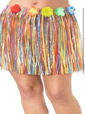 Yetişkin ve Çocuk Uyumlu Rengarenk Püsküllü Hawaii Luau Hula Etek 40 cm Yetişkin ve Çocuk Uyumlu Rengarenk Püsküllü Hawaii Luau Hula Etek 40 cm