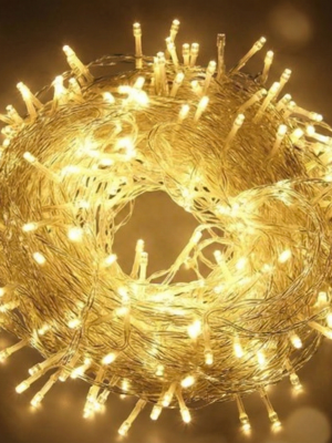Yılbaşı Aydınlatması 100 LED Perde Hortum Sıcak Beyaz Işık - 10 Metre Dekoratif Şeffaf Kablolu Süs