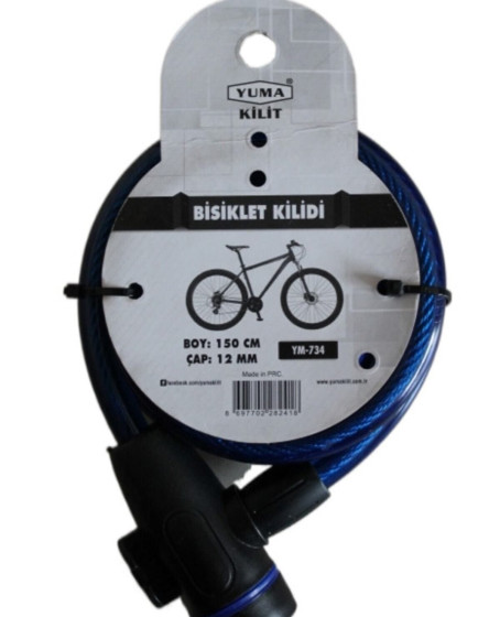 Yuma YM- 734 150cm  Mavi Bisiklet Kilidi
