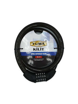 Yuma YM-747 120cm 20mm 5 Şifreli Siyah Motorsiklet Kilidi