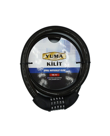 Yuma YM-747 120cm 20mm 5 Şifreli Siyah Motorsiklet Kilidi Yuma YM-747 120cm 20mm 5 Şifreli Siyah Motorsiklet Kilidi