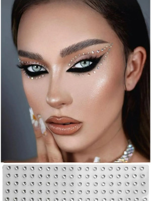 Yüz Taşı Kristal - Burun, Vücut Taşı, Tattoo Makyaj Taşı, Yapışkanlı, 12 Adet