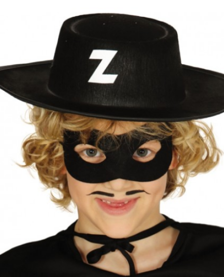 Z Logolu Zorro Şapkası ve Zorro Maskesi Çocuk Boy