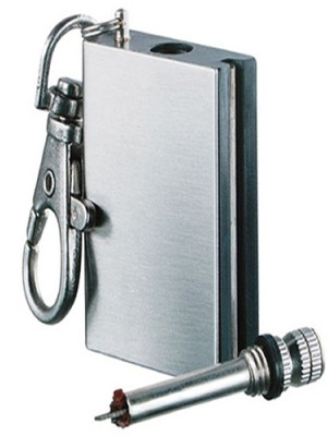 Benzinli Kibrit Çakmak Magnezyum Çubuklu Anahtarlıklı Benzinli Metal Kibrit Gümüş
