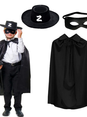 Zorro Pelerini Şapkası ve Maske Seti Çocuk Boy Zorro Pelerini Şapkası ve Maske Seti Çocuk Boy