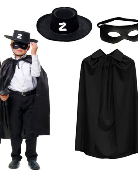 Zorro Pelerini Şapkası ve Maske Seti Çocuk Boy Zorro Pelerini Şapkası ve Maske Seti Çocuk Boy