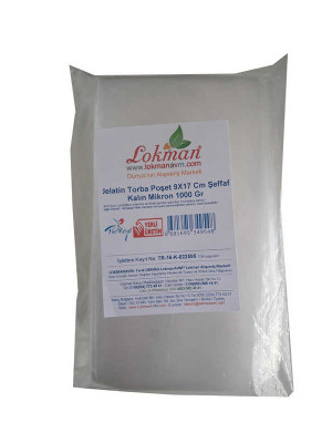 Jelatin Torba Poşet 9X17 Cm Şeffaf Kalın Mikron 1000 Gr 1 Paket