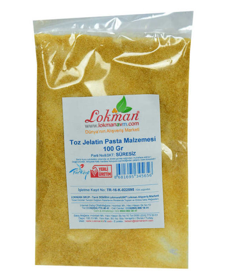 Jelatin Toz Öğütülmüş Pasta Malzemesi 100 Gr Paket