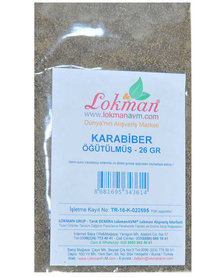 Karabiber Doğal Öğütülmüş Saf 26 Gr Paket