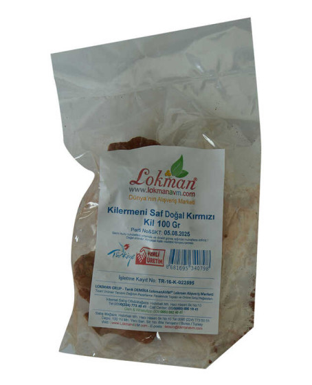 Kilermeni Saf Doğal Kırmızı Kil 100 Gr Paket