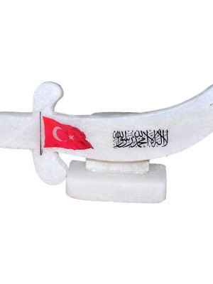 Kılıç Şekilli Tevhid Bayrak Logolu Doğal Kaya Tuzu Biblosu Beyaz 2-3 Kg