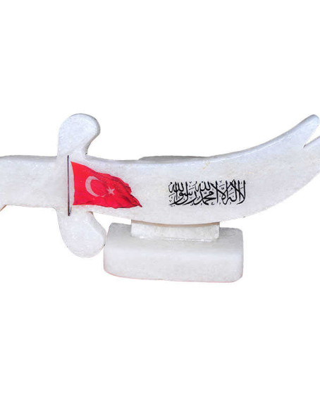 Kılıç Şekilli Tevhid Bayrak Logolu Doğal Kaya Tuzu Biblosu Beyaz 2-3 Kg