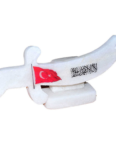 Kılıç Şekilli Tevhid Bayrak Logolu Doğal Kaya Tuzu Biblosu Beyaz 2-3 Kg