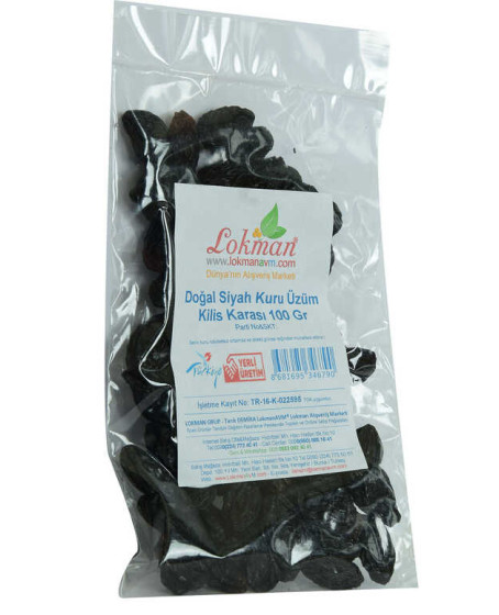 Kilis Karası Siyah Kuru Üzüm 100 Gr Paket