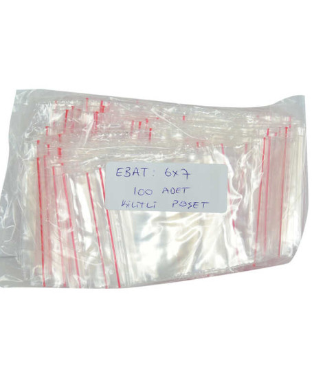 Kilitli Naylon Torba Poşet 6X7 Cm Şeffaf 100 Adet 1 Paket
