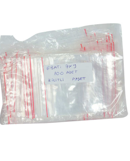 Kilitli Naylon Torba Poşet 7X9 Cm Şeffaf 100 Adet 1 Paket