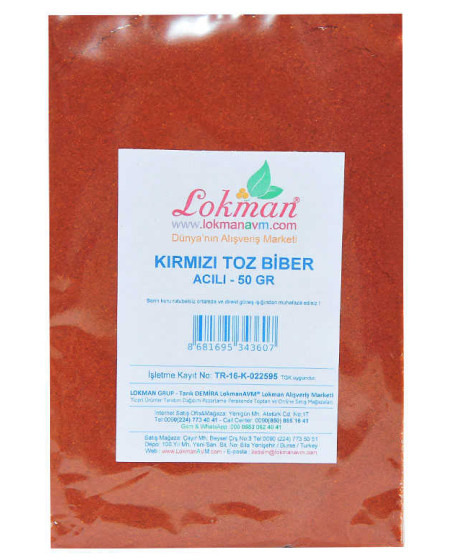 Kırmızı Toz Biber Acılı Renk Biberi 50 Gr Paket