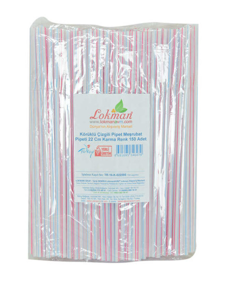 Körüklü Çizgili Pipet Ayran Kola Meşrubat Pipeti 22 Cm Karma Renk 150 Adet Paket Körüklü Çizgili Pipet Ayran Kola Meşrubat Pipeti 22 Cm Karma Renk 150 Adet Paket