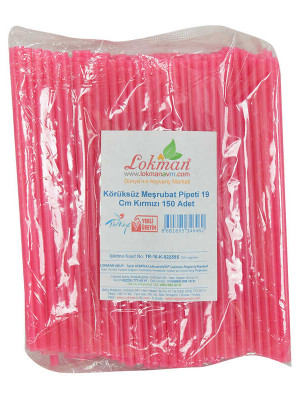 Körüksüz Pipet Ayran Kola Meşrubat Pipeti 19 Cm Kırmızı 150 Adet Paket